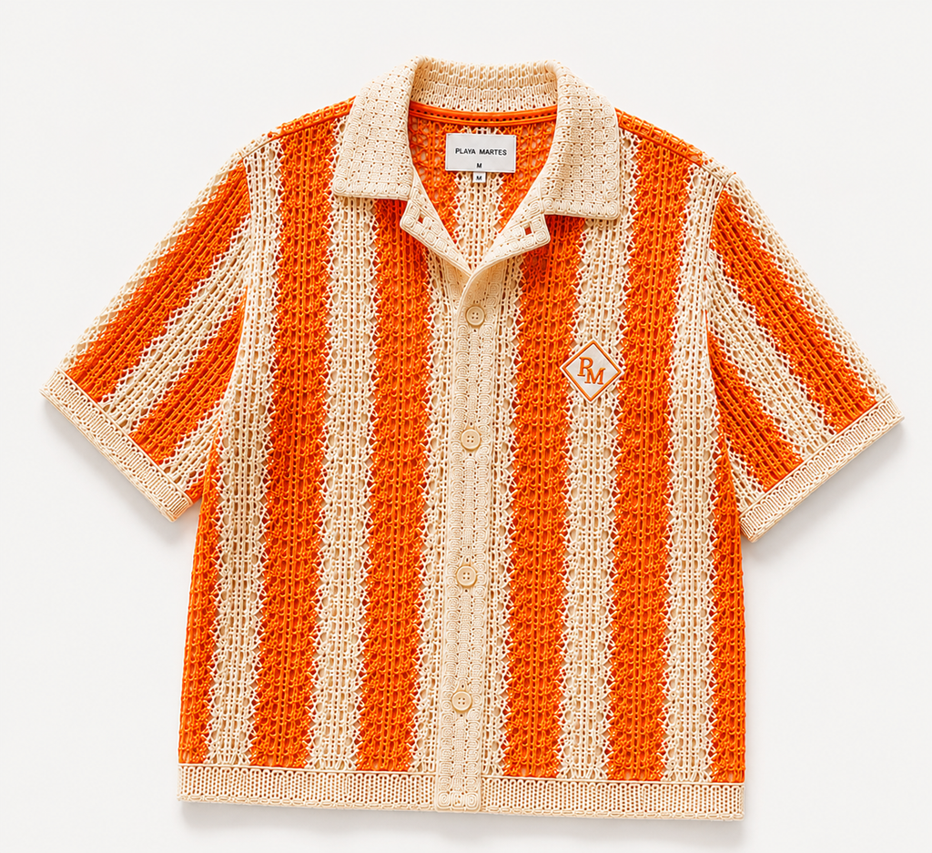 Playa Martes Riviera Shirt – Orange & Ivory