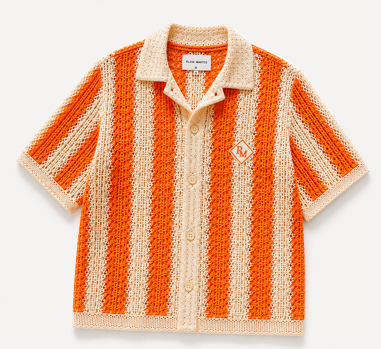 Playa Martes Riviera Shirt – Orange & Ivory