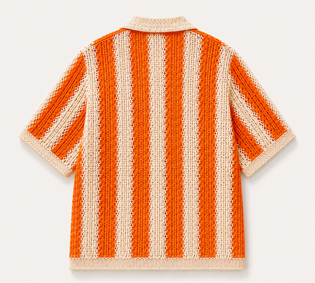 Playa Martes Riviera Shirt – Orange & Ivory