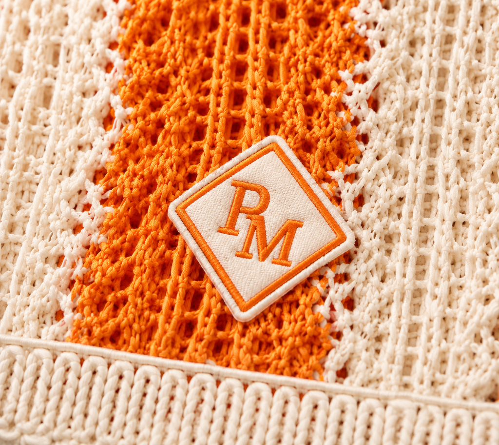 Riviera Crochet Short – Orange & Ivory